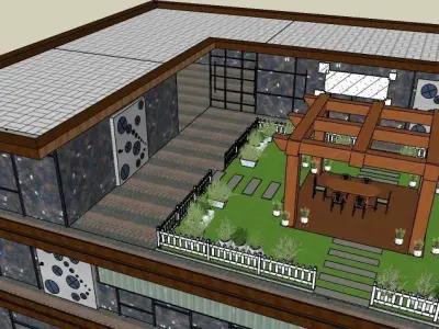 Villa apartment building with balcony 3D model