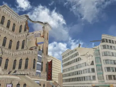 Ruined War Zone Low-poly 3D model