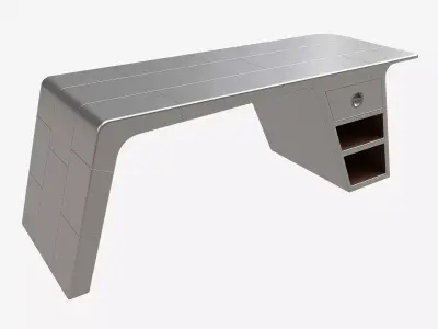 Metal Desk with Drawer 01 3D model