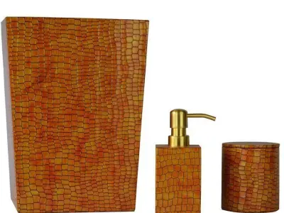 Kayleigh Genuine Leather 3 Piece Mini Bathroom Accessory Set 3D model