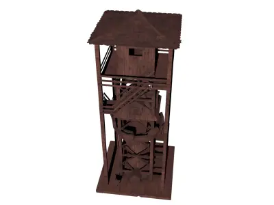 Wooden Watch Tower Low-poly 3D model