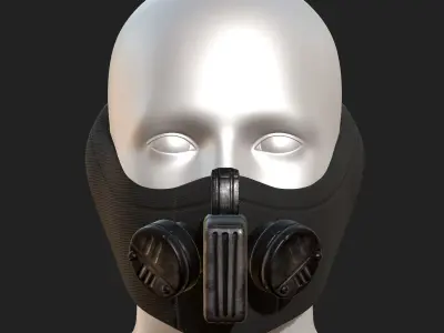 Gas mask respirator scifi PBR textures  Low-poly 3D model