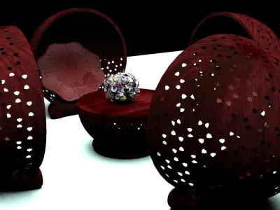 Wooden Chair and Table 3D model