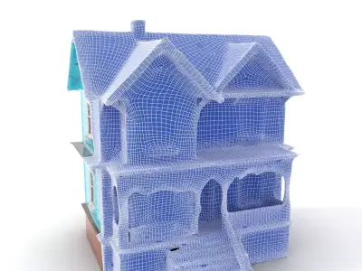 Victorian Turquoise House model pack Low-poly 3D model