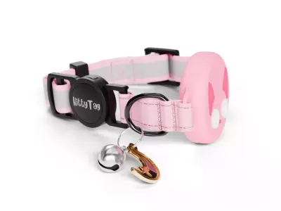 Cat Collar with Cute Face Design - Light Pink  3D model