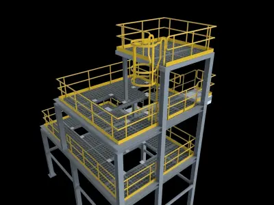 3d model Industrial mezzanine racks factory storage  3D model
