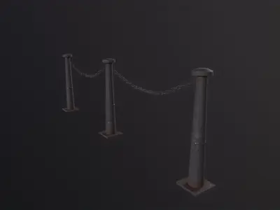 Iron Chain Barrier 3D Model  Low-poly 3D model