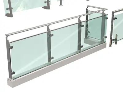 Stainless steel glass railing Balcony 3D model