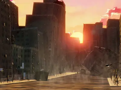 destroyed city 3D model