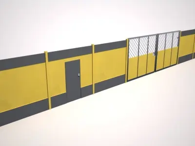 Hoarding Set Construction Site Segregation Low-poly 3D model