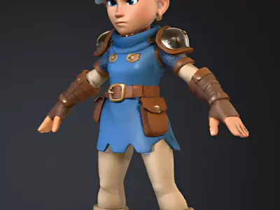 Stylized Fantasy Female Adventurer   Game Ready 3D Character PBR Low-poly 3D model