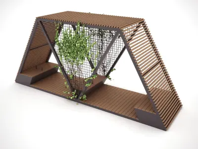 Bench with Shelter SHELTER SERIES - MODEL 20 3D model