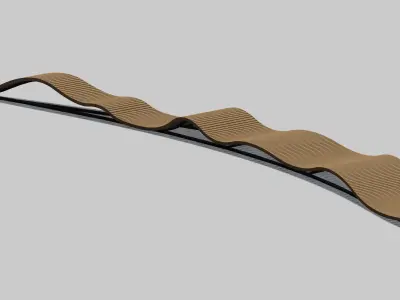 Wooden Deck Bench 3D model