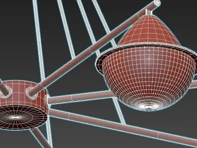 chartres chandelier with nine lights in brass and glass 3D model