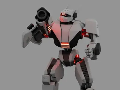 Fighter robot rigged - animated character 3D model