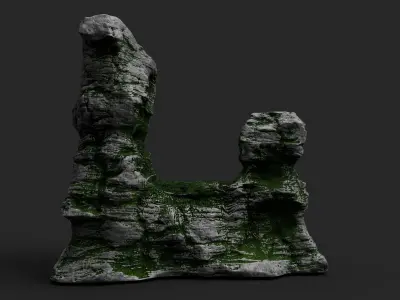 Mossy Cliff Rock 23-9 Low-poly 3D model