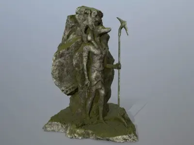 anibus statue of woman holding spear Low-poly 3D model