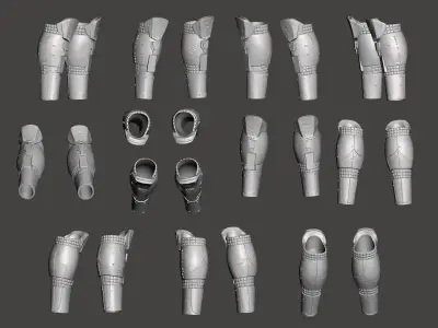Predator 1987 Full Right and Left Leg  Armor Parts 3D model 3D model