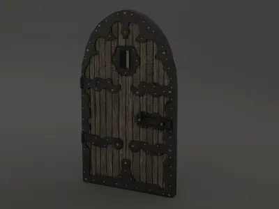 Medieval Door Strong Dungeon Steel Door 3D Model Low-poly 3D model