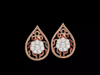 Light Minimalist Diamond Earrings 3D print model 9