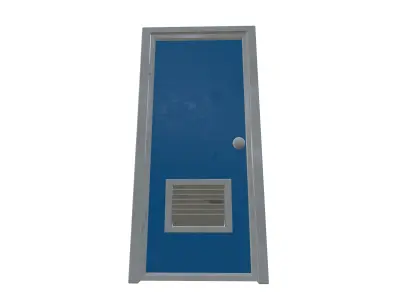 Blue Plastic Bathroom Door Series One Low-poly 3D model