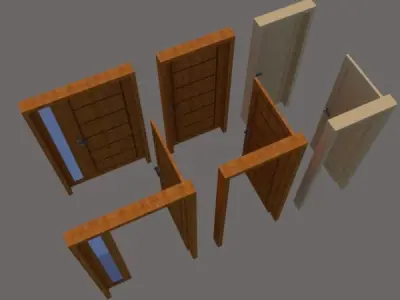 simple wooden door 3D model