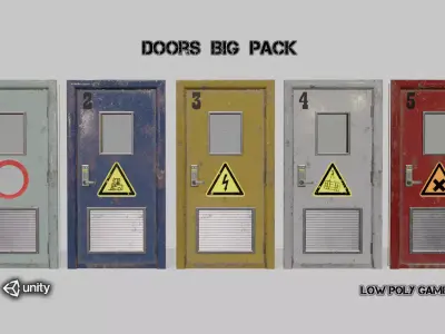 Laboratory door big pack Low-poly 3D model