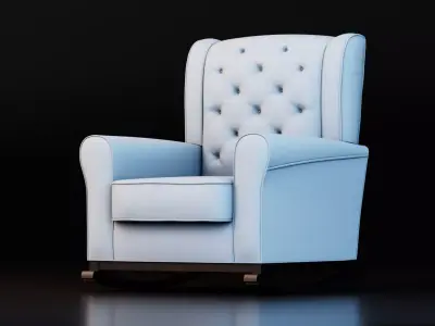 Classic Upholstered Rocking Chair Low-poly 3D model