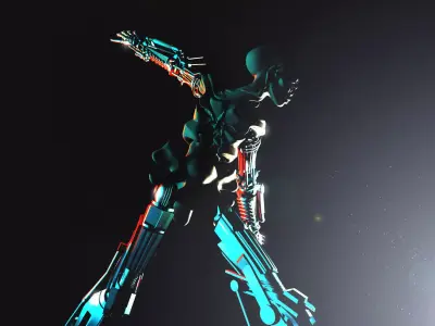 Sci-Fi Alien with Robotic Limbs 3D model