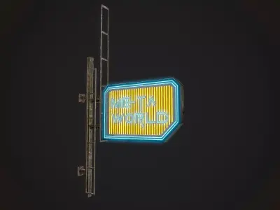 MetaWorld Neon signs Cyberpunk  Optimized FOr games  Low-poly 3D model