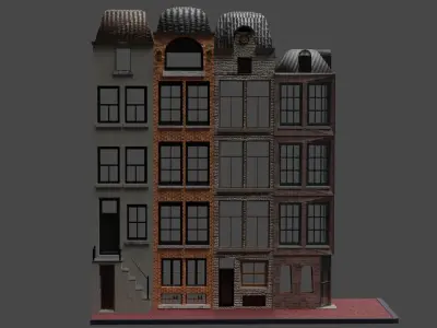 Row of Dutch Inspired Homes Free 3D model