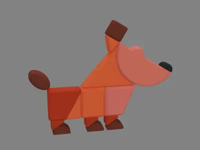 Animal shape blocks - dog toys Low-poly 3D model