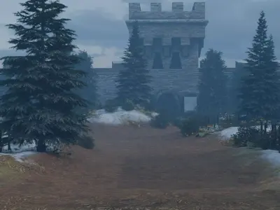 Winter Castle Town 3D model