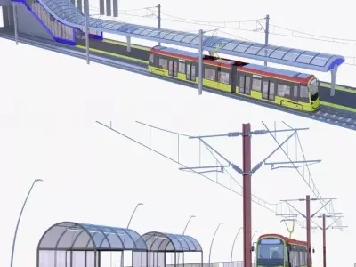 Warsaw tram stops II 3D Model Pack