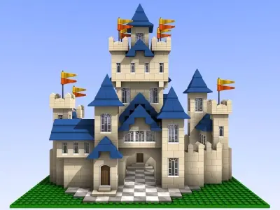 Lego-compatible style bricks castle 3D model