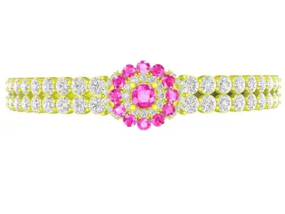 Elegant Double Row Pave Halo Gemstone Ring 3D Jewelry Model 6490 3D print model