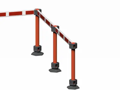 Red strip crowd barrier  Low-poly 3D model