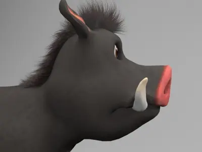 Wild cartoon hog Low-poly 3D model