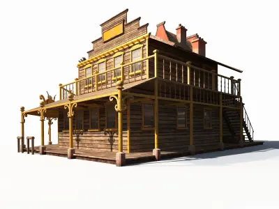 Western Saloon Low-poly 3D model