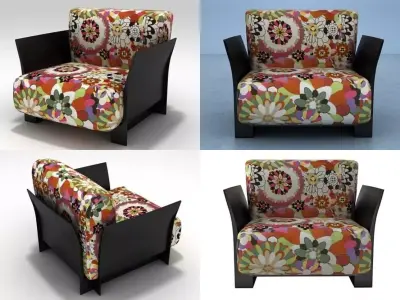 Pop armchair with floral pattern 3D model
