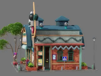 Cartoon House 02 3D model purchase