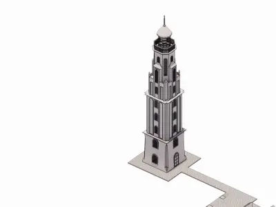 3d  module for medieval houses design  lighthouse as a gift Low-poly 3D model