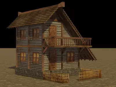 Medieval house 4 Low-poly 3D model