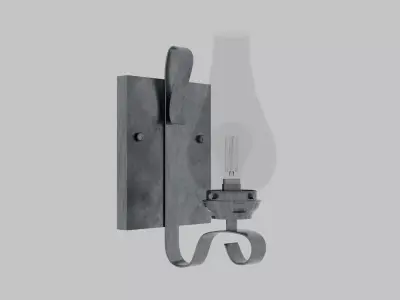 Rustic Farmhouse Wall Sconce Lamp with Edison Style Bulb Low-poly 3D model