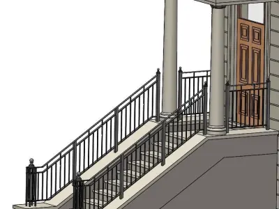 House Entrance with Balustrade 3D model