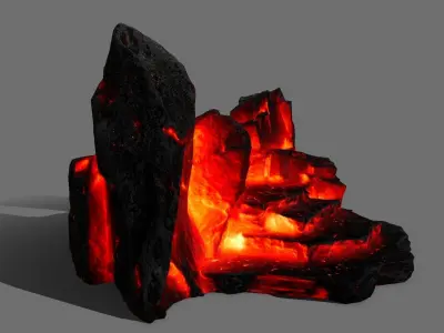 Stone lava rock Low-poly 3D model