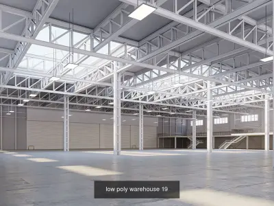 5 low poly interior warehouse Vol 04 3D Model Pack
