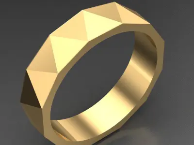 Light Gold Diamond Men Ring 2MR094 3D model