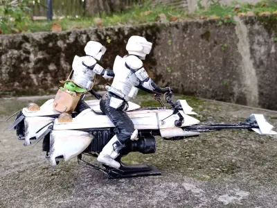 Mandalorian - Speeder bike with Yoda 3D print model