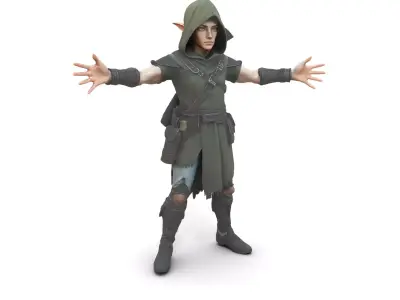 Lean Forest Elf Scout 3D Character - Rigged And Animated Low-poly 3D model